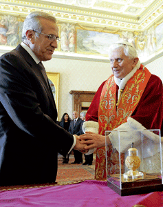 Michel Sleiman presidente del Líbano con Benedicto XVI
