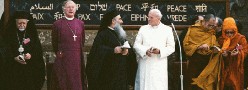 Juan Pablo II con otros líderes religiosos mundiales, en Asís en 1986