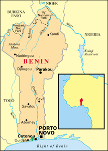 mapa de benin - iglesia