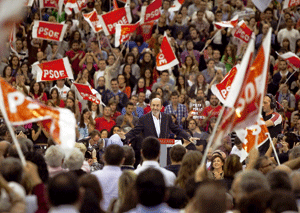 Alfredo Pérez Rubalcaba mitin PSOE