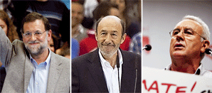 Candidatos Rajoy PP - Rubalcaba PSOE - Cayo Lara IU