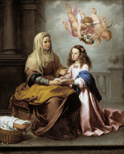 Santa Ana enseñando a leer a la Virgen Maria - Murillo