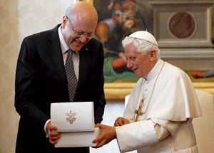 Benedicto XVI con el primer ministro del Libano