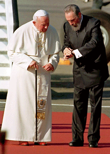 papa Juan Pablo II con Fidel Castro en Cuba 1998