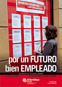 Cáritas Bilbao, campaña contra el paro juvenil, cartel
