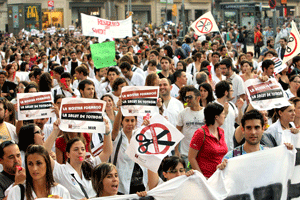 manifestación contra los recortes en la sanidad en Cataluña