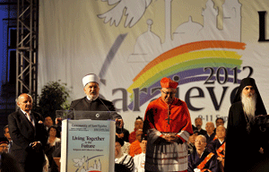 líderes de varias religiones en el Encuentro Interreligioso por la Paz de Sant'Egidio 2012 en Sarajevo