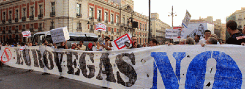protesta contra Eurovegas en la Puerta del Sol de Madrid