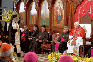 papa Benedicto XVI en Líbano, Basílica de Harissa con líderes religiosos