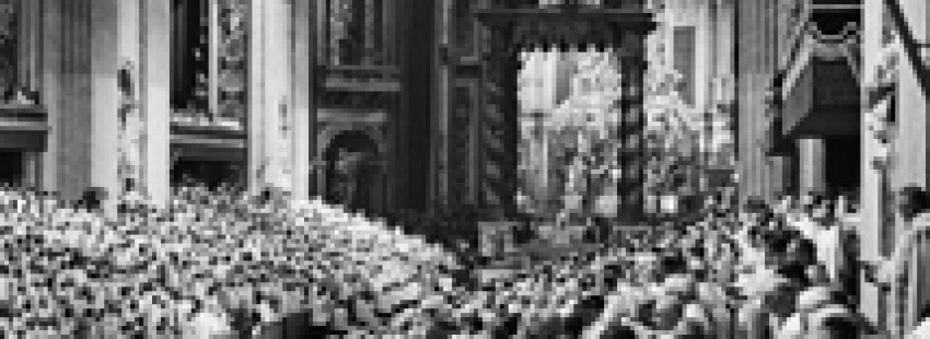 Concilio Vaticano II foto de una sesión en blanco y negro