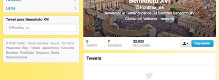 papa Benedicto XVI en Twitter cuenta oficial en español