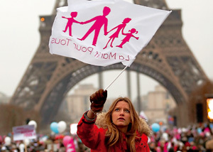 manifestación contra la ley de matrimonio homosexual en París enero 2013