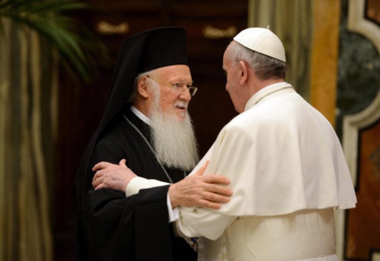 papa Francisco y Bartolomé I patriarca ecuménico de Constantinopla 20 marzo 2013