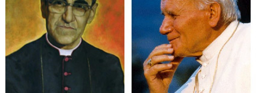 monseñor Óscar Romero, arzobispo de San Salvador asesinado, y papa Juan Pablo II