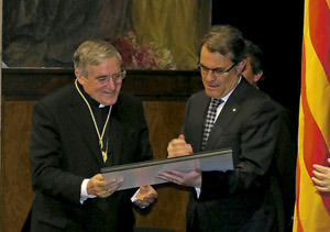 cardenal de Barcelona Lluís Martínez Sistach recibe Medalla de Oro de la Generalitat de Cataluña
