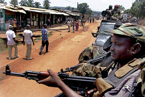 caos soldados en la República Centroafricana tomada por rebeldes