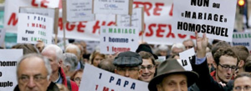 manifestación contra la ley de matrimonios homosexuales en Francia