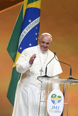 papa Francisco en la ceremonia de bienvenida en el Palacio Guanabara JMJ Río 2013 ceremonia de bienvenida en el Palacio Guanabara JMJ Río 2013