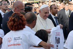 papa Francisco visita la isla de Cagliari 22 septiembre 2013