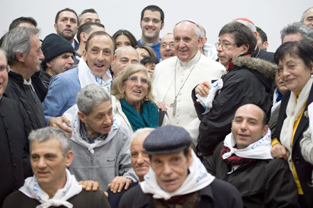 papa Francisco visita parroquia romana del Sagrado Corazón de Jesús donde atienden a pobres y vagabundos 19 enero 2014