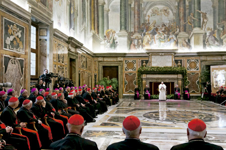 papa Francisco y la Curia, encuentro en Navidad 2013