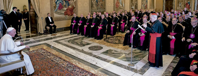 papa Francisco con los obispos españoles en visita ad limina 3 marzo 2014