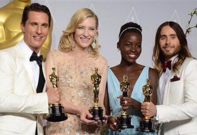 actores ganadores del Oscar 2014 Matthew McConaughey, Cate Blanchett, Lupita Nyong’o y Jared Leto