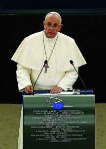 Pope Francis addresses the European Parliament in Strasbourg, France