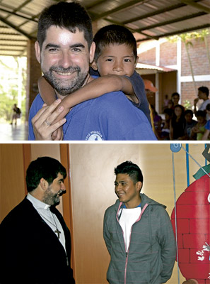 Marlon joven Nicaragua y Alberto Cisneros sacerdote proyectos Infancia Misionera 2015