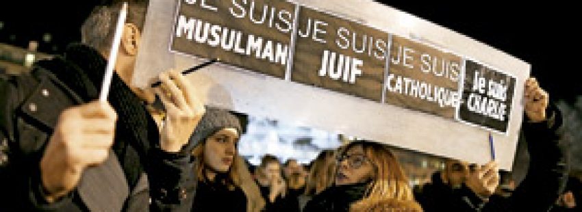 manifestación Je suis Charlie a favor de las víctimas del atentado contra la revista francesa