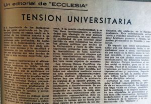Ecclesia: "Tension universitaria"