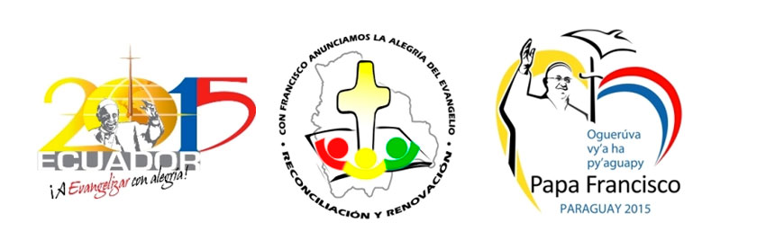 tres logos del viaje apostólico del papa Francisco a Ecuador, Bolivia y Paraguay