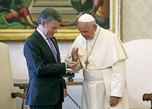 Francisco con Juan Manuel Santos, presidente colombiano