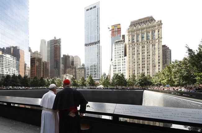 papa Francisco en el memorial 11-S Zona Cero Nueva York