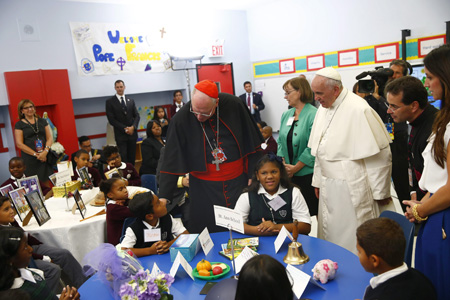 papa Francisco visita escuela católica y a niños y familias de inmigrantes en East Harlem Nueva York 25 septiembre 2015