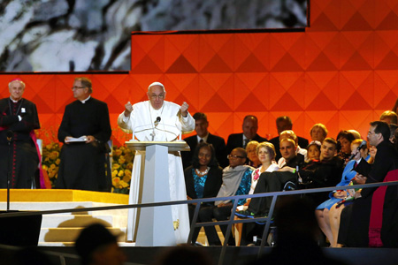 papa Francisco en la fiesta de las familias y vigilia de oración de EMF Filadelfia viaje a Estados Unidos 26 septiembre 2015