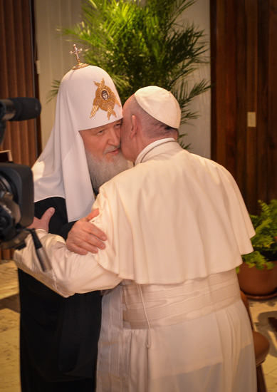 papa Francisco y Kirill de Moscú, patriarca ortodoxo ruso, se encuentran en La Habana, Cuba,