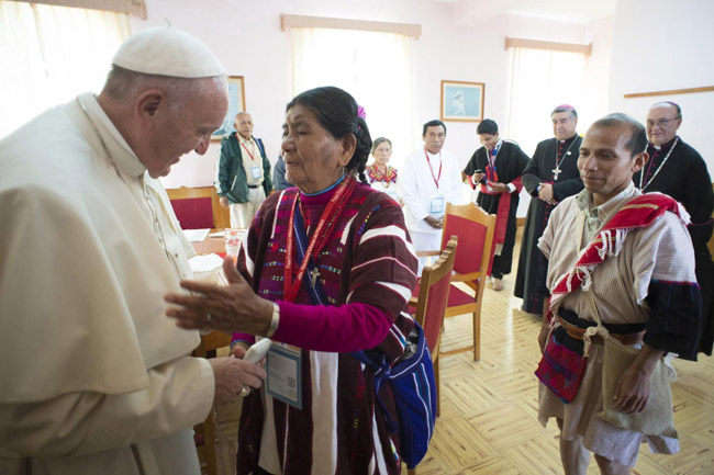papa Francisco almuerzo con representantes indígenas en San Cristóbal de las Casas, Chiapas, 15