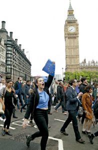 protestas contra los resultados electorales del Brexit para que Reino Unido salga de la Unión Europea