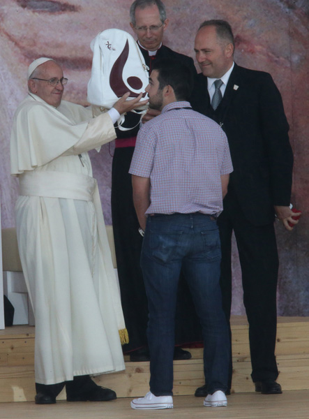 papa Francisco JMJ Cracovia 2016 ceremonia de acogida de los jóvenes Parque Jordan de Blonia 28 julio 2016
