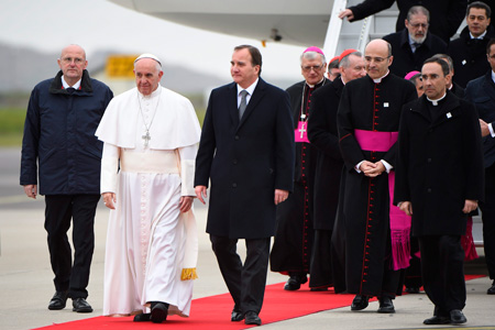 papa Francisco llega a Suecia viaje visita para conmemorar 500 años Reforma y diálogo católicos y luteranos 31 octubre 2016