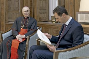 cardenal Mario Zenari con Bashar al-Ásad presidente de Siria diciembre 2016