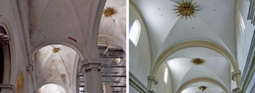 iglesia en Lorca antes y después de la rehabilitación tras el terremoto de 2011