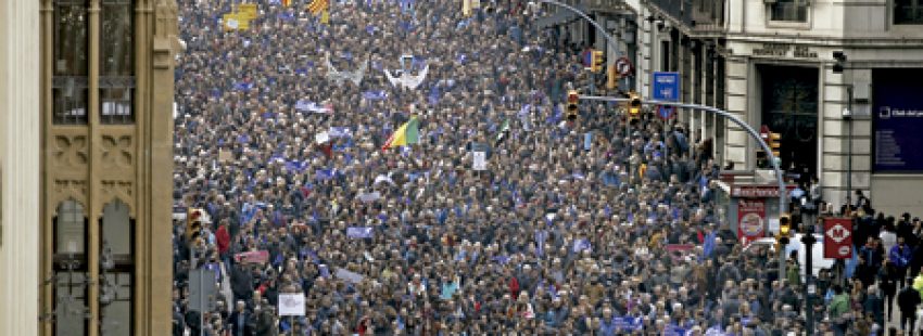 manifestación volemacollir en Barcelona reclamando al Gobierno que acoja refugiados 18 febrero 2017