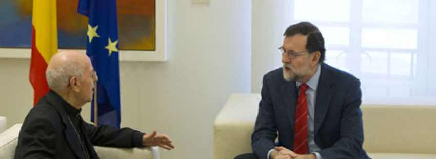 cardenal Ricardo Blázquez presidente de la CEE con el presidente del Gobierno Mariano Rajoy 7 marzo 2017