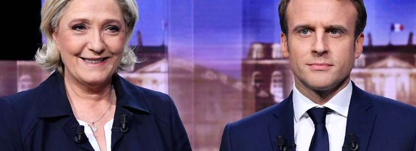 Debate televisico entre Marine Le Pen y Emmanuel Macron