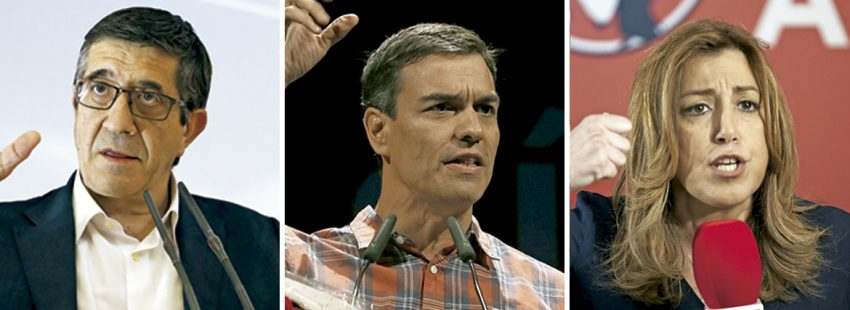 Patxi López, Pedro Sánchez y Susana Díaz candidatos socialistas a las primarias secretario