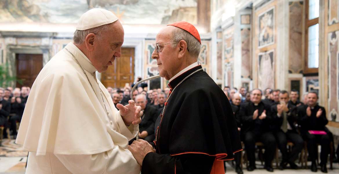 papa Francisco cardenal Ricardo Blázquez presidente Conferencia Episcopal Española audiencia 125 años Pontificio Colegio Español de Roma marzo 2017