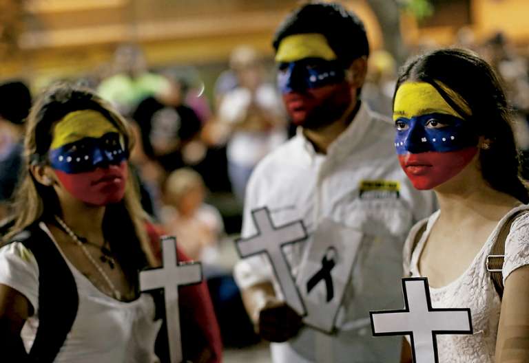 católicos en Venezuela en una protesta contra el Gobierno