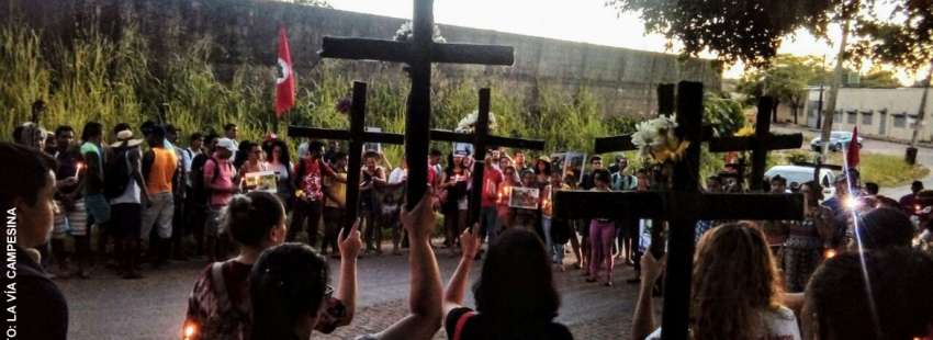 protesta contra la masacre en Brasil estado de Pará contra varios campesinos